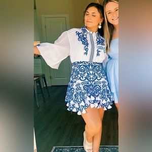 Blue and white Alice and Olivia dress